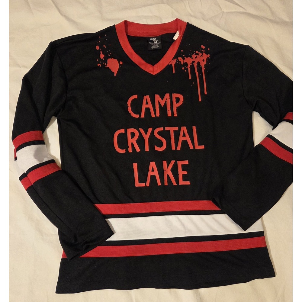Friday The 13th Camp Crystal Lake Hockey Jersey Mens Medium Black Red Jason...